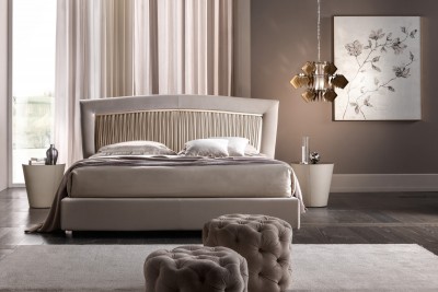 Pat dublu dormitor tapitat Portofino Plisse - Mobila de lux Italia