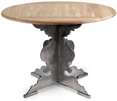 Romeo masă Dining ceramică sau din lem  cu vârf rotund și bază tubulară din oțel