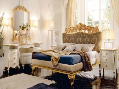 Pat dormitor clasic tapitat model Amelie Auriu