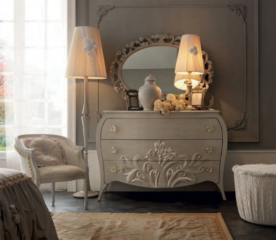 Comoda dormitor clasic alb mobilier lemn italia