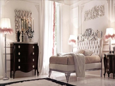 Mobilier dormitor clasic de lux Charlotte Argintiu